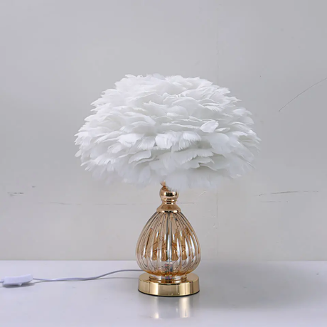 High Quality Crystal Feather Lamp Table