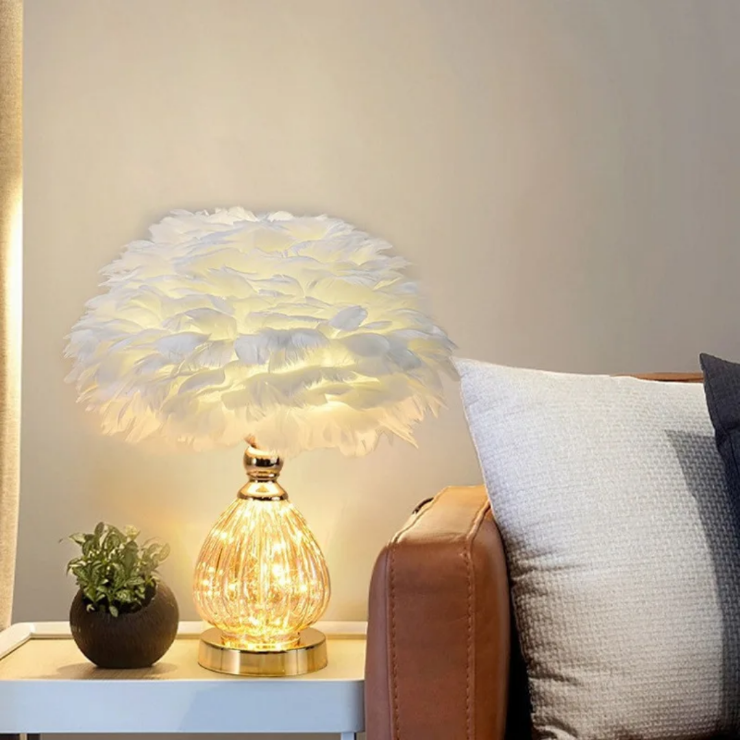 High Quality Crystal Feather Lamp Table
