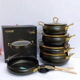 High Quality DONNOR Heavy 11 Piece Granite Cooking & Serving Pot Set | Elegant Black & White Cookware Cookware Sets