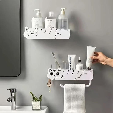 High Quality Durable Plastic Cat Shaped Bathroom Organizer Bathroom organiser Bathroom Accessory Mounts