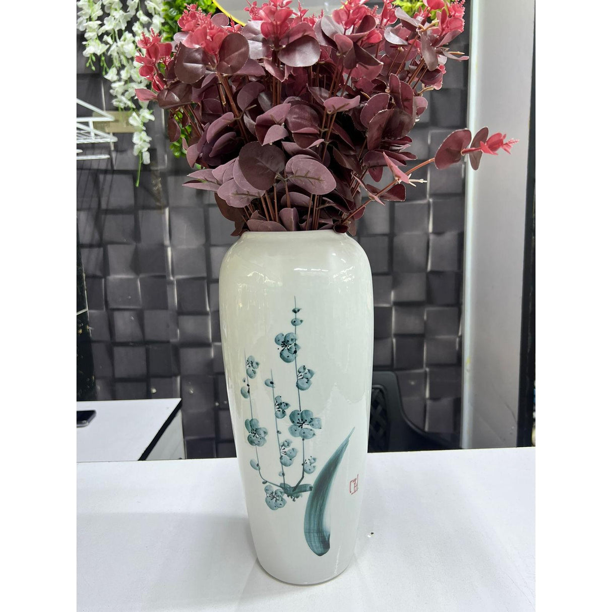 High Quality Elegant Ceramic Vase | Tall and Slender Design | Living Room| Dining Room | Bedroom | Office | Entryway | Outdoor Decor 8cm x 35cm