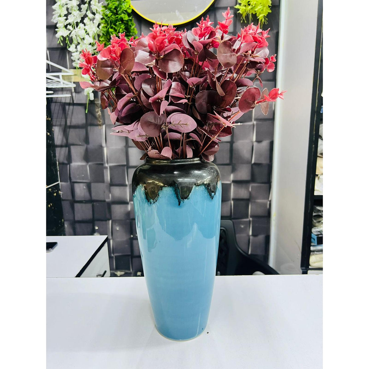 High Quality Elegant Ceramic Vase | Tall and Slender Design | Living Room| Dining Room | Bedroom | Office | Entryway | Outdoor Decor 8cm x 35cm