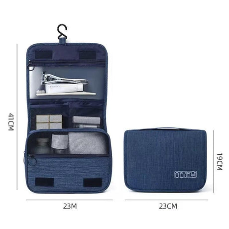 High Quality Foldable Cosmetic Bag | Portable Travel Toiletries Organizer with Hooks - Black, Blue, Grey Packing Organizers Cosmetic & Toiletry Bags