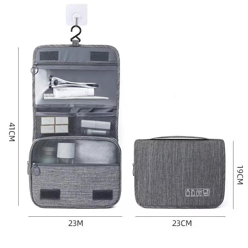 High Quality Foldable Cosmetic Bag | Portable Travel Toiletries Organizer with Hooks - Black, Blue, Grey Packing Organizers Cosmetic & Toiletry Bags