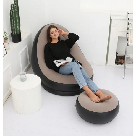 High Quality Inflatable Lazy Sofa with Foot Step & Free Pump