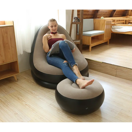 High Quality Inflatable Lazy Sofa with Foot Step & Free Pump