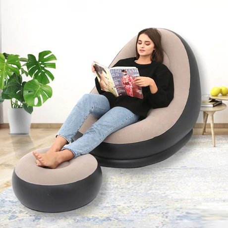High Quality Inflatable Lazy Sofa with Foot Step & Free Pump