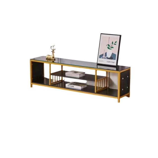 High Quality Marble Effect Wooden TV Stand | Sleek White & Black TV Cabinet | Ideal For Placing Your Tv, Media Players, & Decor Items