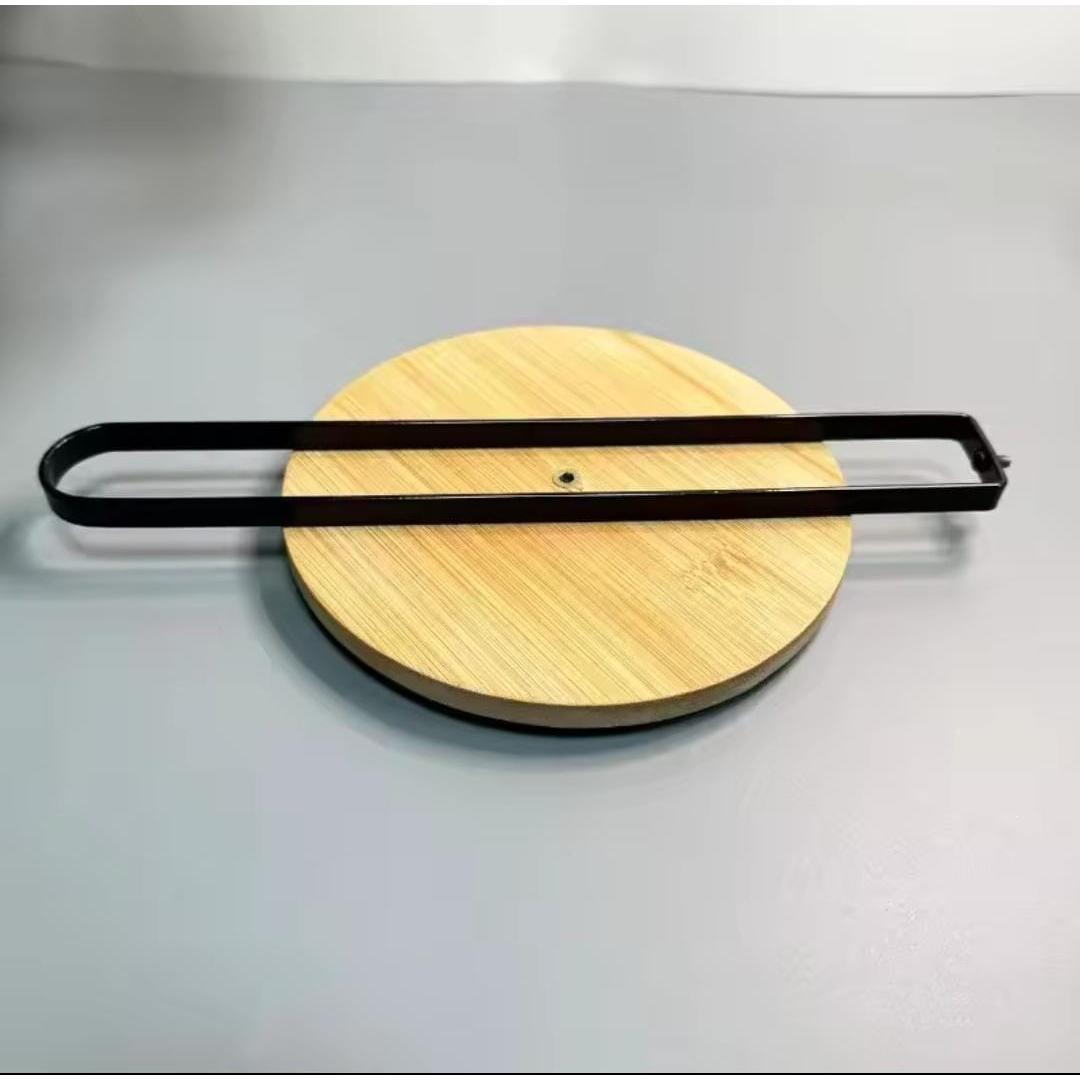 High Quality Metallic Paper Towel Holder with Bamboo Base
