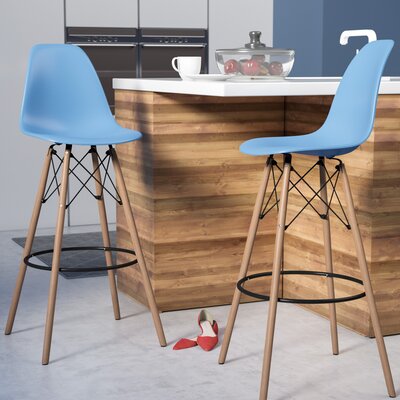 High Quality Modern Scandinavian Restaurant Stool Seat with Wooden Legs