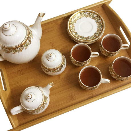 High Quality Multifunctional Bamboo Serving Trays Set 3 Piece Set for Coffee Dinner & Hotel Use