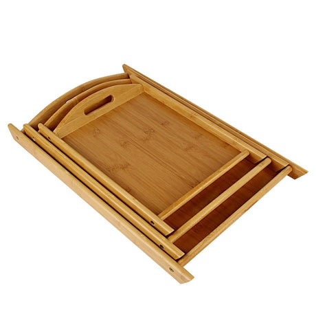 High Quality Multifunctional Bamboo Serving Trays Set 3 Piece Set for Coffee Dinner & Hotel Use