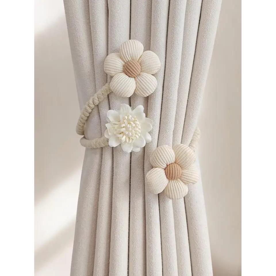 High Quality Polyester Flower Curtain Tieback – Elastic Holder Hook Buckle Clip, Decorative Home Accessory