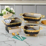 High Quality Premium 3 Piece Black Gold Ceramic Chafing Dish Set | Sizes: 3.8L, 2.8L, 1.8L