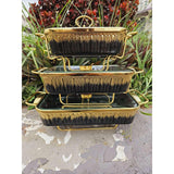 High Quality Premium 3 Piece Black Gold Ceramic Chafing Dish Set | Sizes: 3.8L, 2.8L, 1.8L