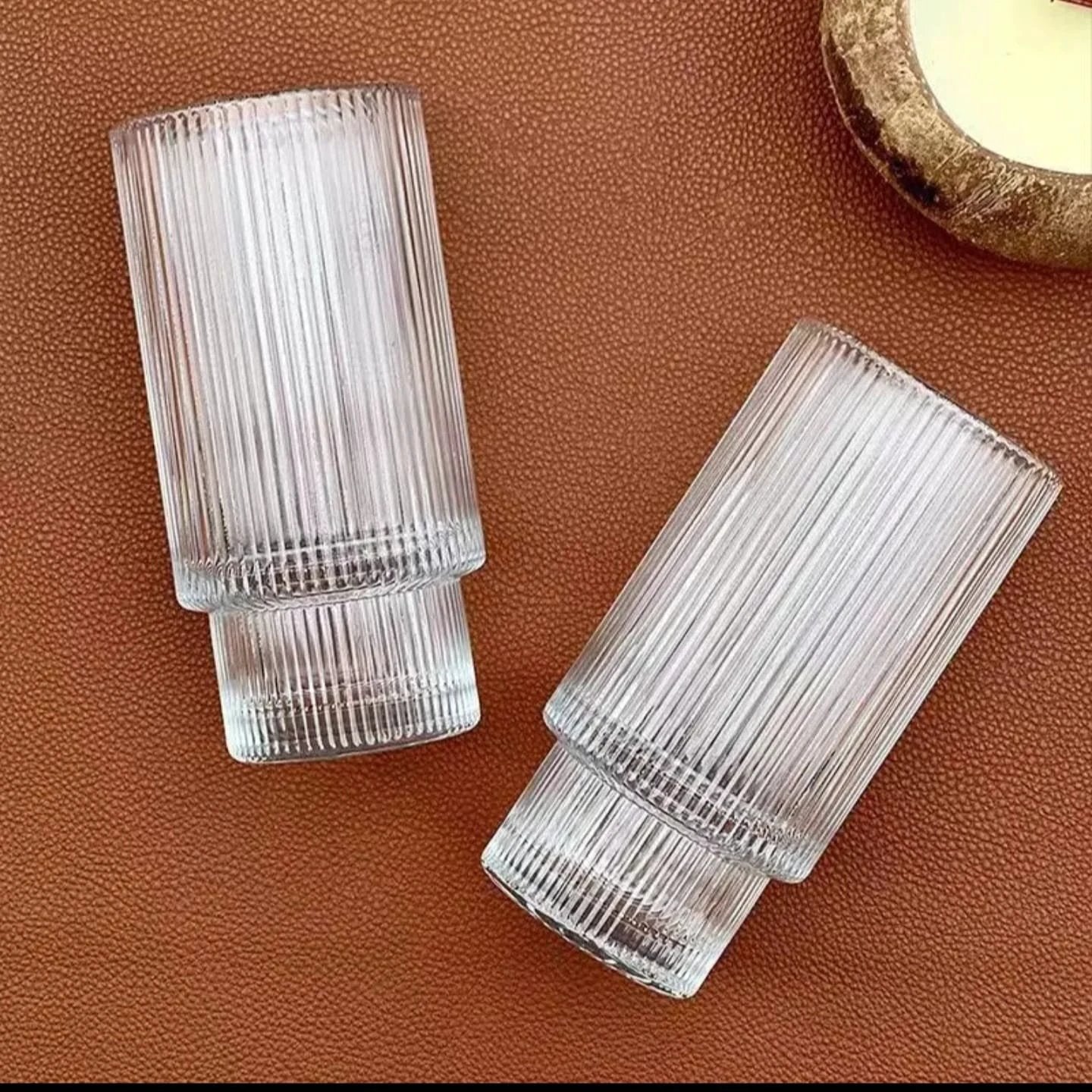 High Quality Ribbed Aesthetic Crystal Glasses 330ml Glassware Wine Glasses