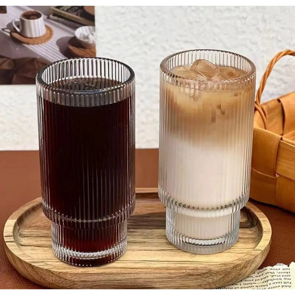 High Quality Ribbed Aesthetic Crystal Glasses 330ml Glassware Wine Glasses
