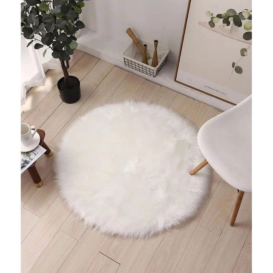 High Quality Shaggy White Faux Fluffy Fur Rug 80cm Rugs And Carpets Rugs