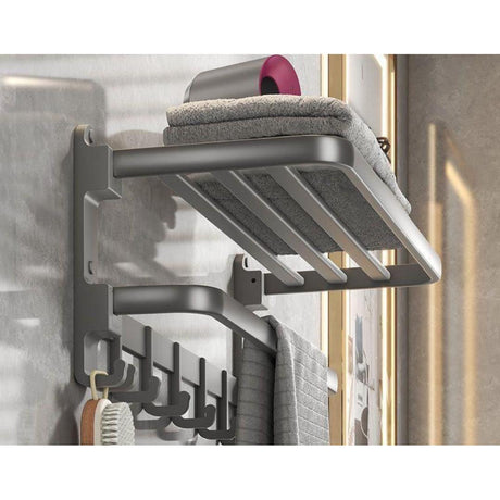 High Quality Stainless Steel Bath Towel Rack with Shelf 60cm Wall Mounted Bathroom Organizer