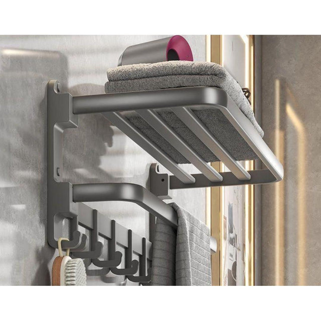 High Quality Stainless Steel Bath Towel Rack with Shelf 60cm Wall Mounted Bathroom Organizer