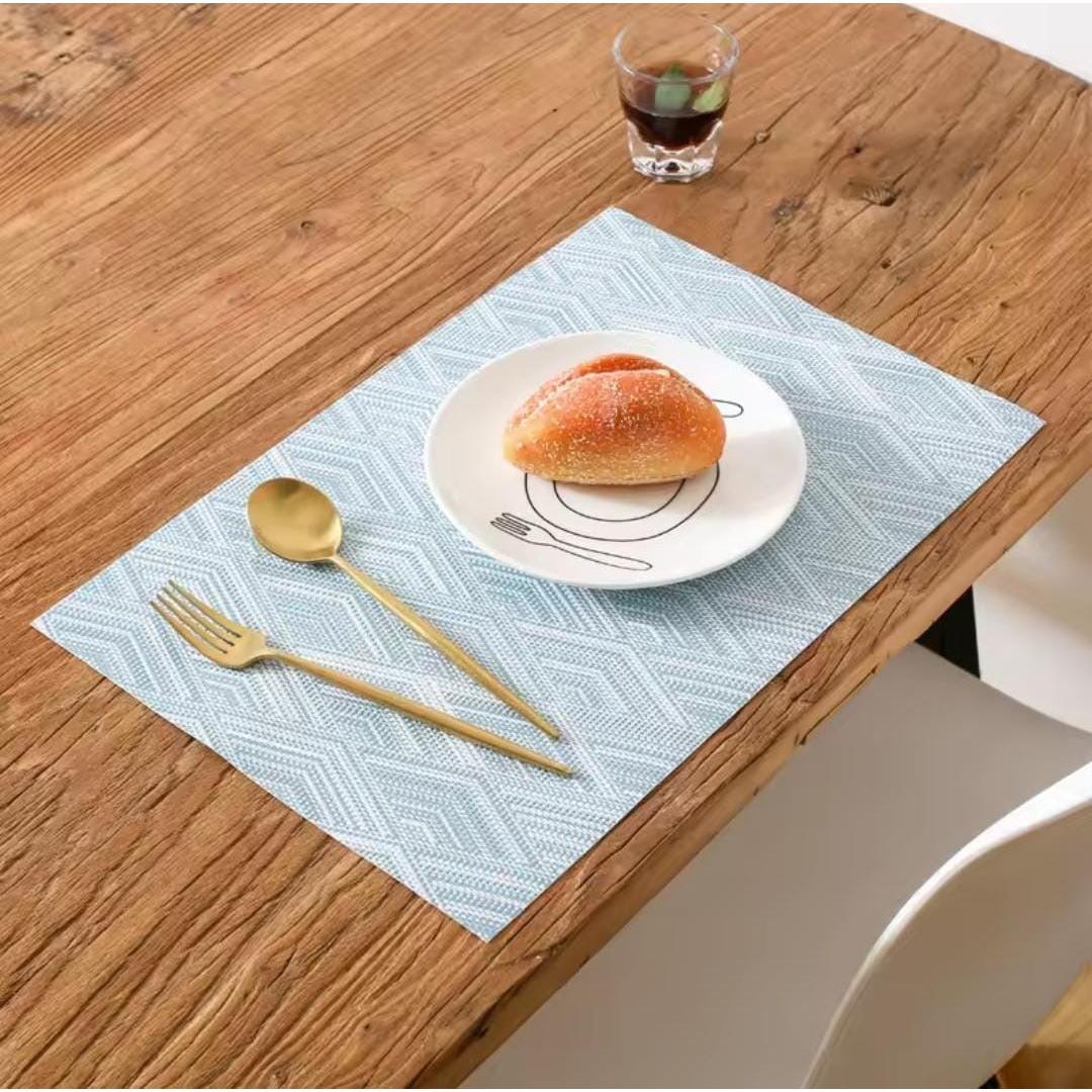 High Quality Table Mats Set of 6 in Grey Blue and Gold