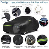 High Quality Universal Black Car Cover with Inner Fleece and Side Reflectors