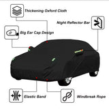 High Quality Universal Black Car Cover with Inner Fleece and Side Reflectors
