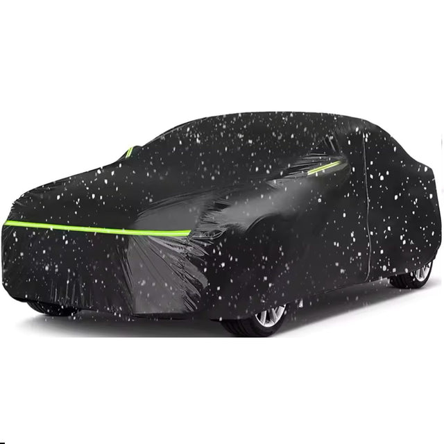 High Quality Universal Black Car Cover with Inner Fleece and Side Reflectors