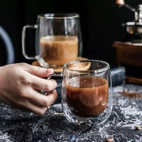 High-quality Borosilicate Clear Double-Walled Mug | 600ml Capacity | Hot & Cold Drinks | Coffee, Tea, Ice Drinks Mug tableware Mugs