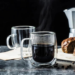 High-quality Borosilicate Clear Double-Walled Mug | 600ml Capacity | Hot & Cold Drinks | Coffee, Tea, Ice Drinks Mug tableware Mugs