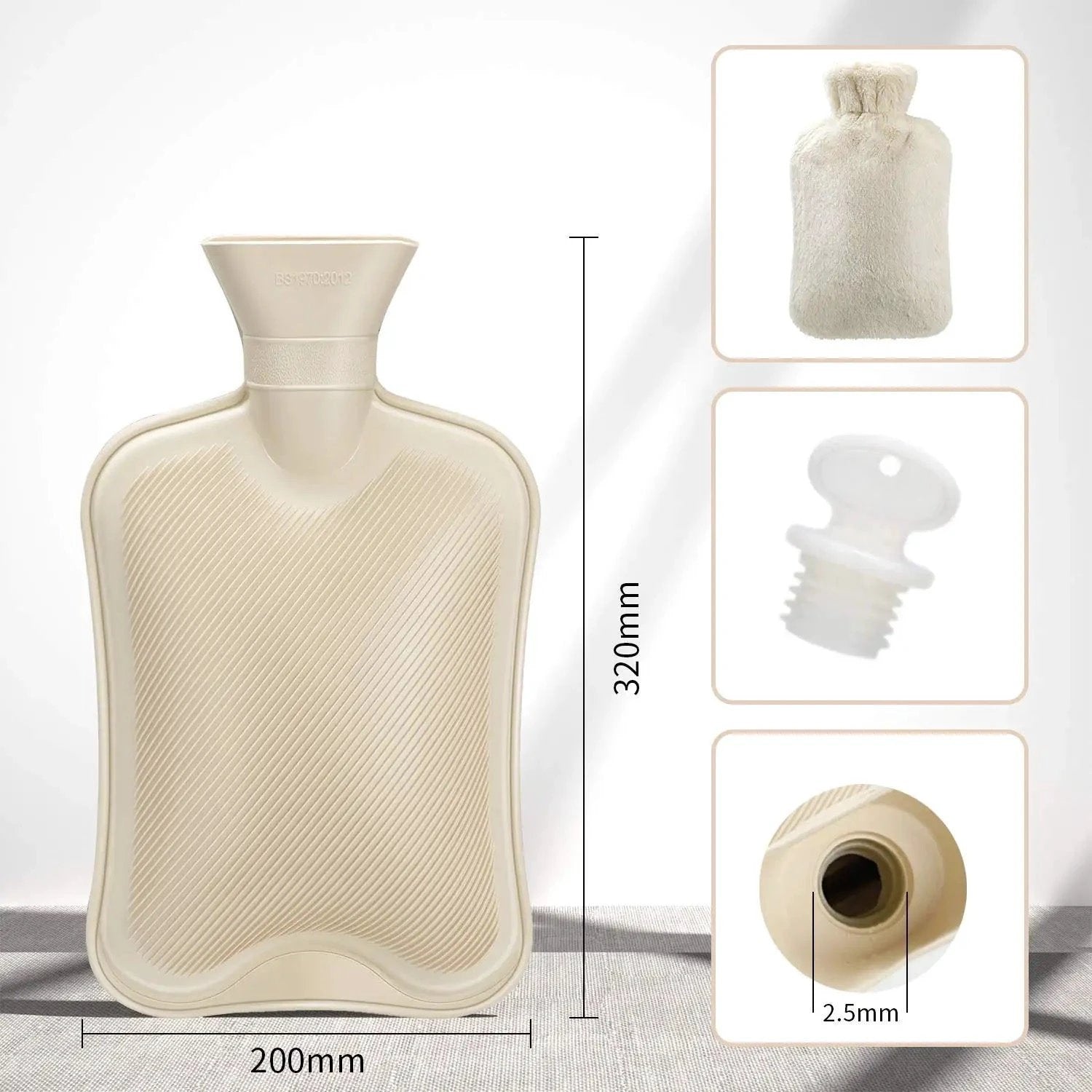 Hot Water Bottle With Lid and Soft Plush Bag, 2Litre,For Soothing Menstrual Cramps, Bottle Bag Personal Care Appliances Health & Beauty