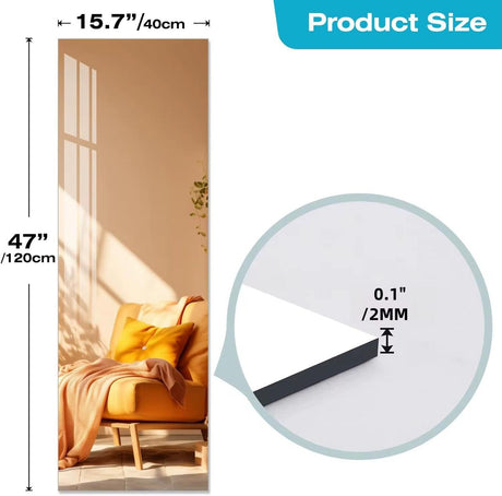 Unbreakable Acrylic Mirror – Self Adhesive Rectangular Design