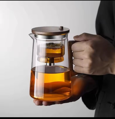 One Press Glass Infuser Tea Pot with Built-In Filter Heat-Resistant Design- Furaha Finds Kenya