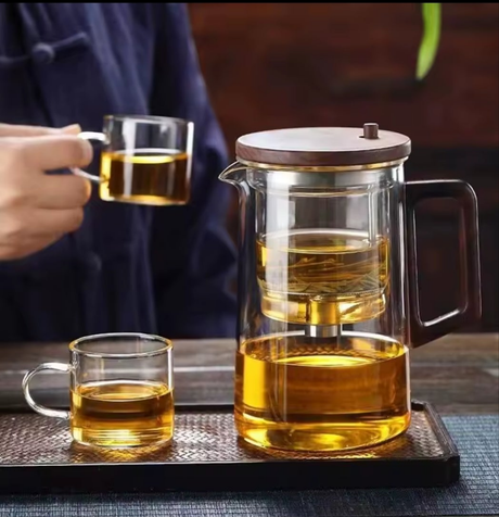 One Press Glass Infuser Tea Pot with Built-In Filter Heat-Resistant Design- Furaha Finds Kenya
