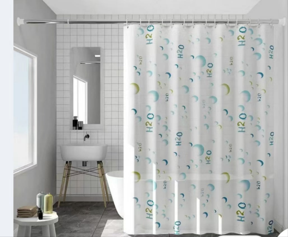 Furaha Finds shower curtains with hooks.