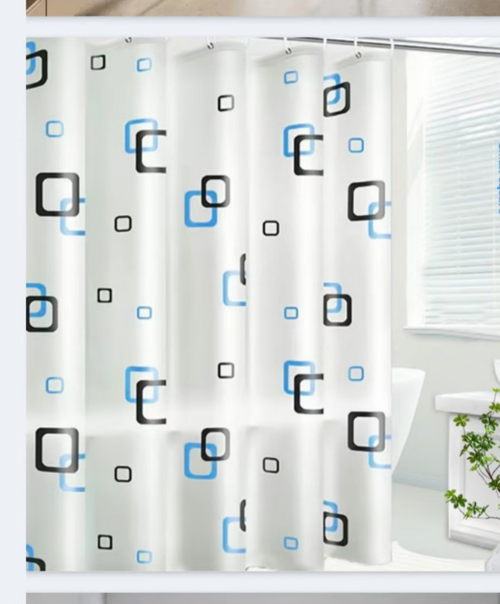 Furaha Finds shower curtains with hooks.