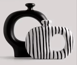 Ceramic Stripped Vase Set – Modern Decorative Design