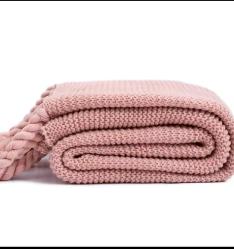 Super Soft Knitted Throw Blanket with Tassels 170x130cm Acrylic Fiber