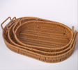 Rattan Oval Basket Beech and Autumn Vine Decorative Tray and Organizer