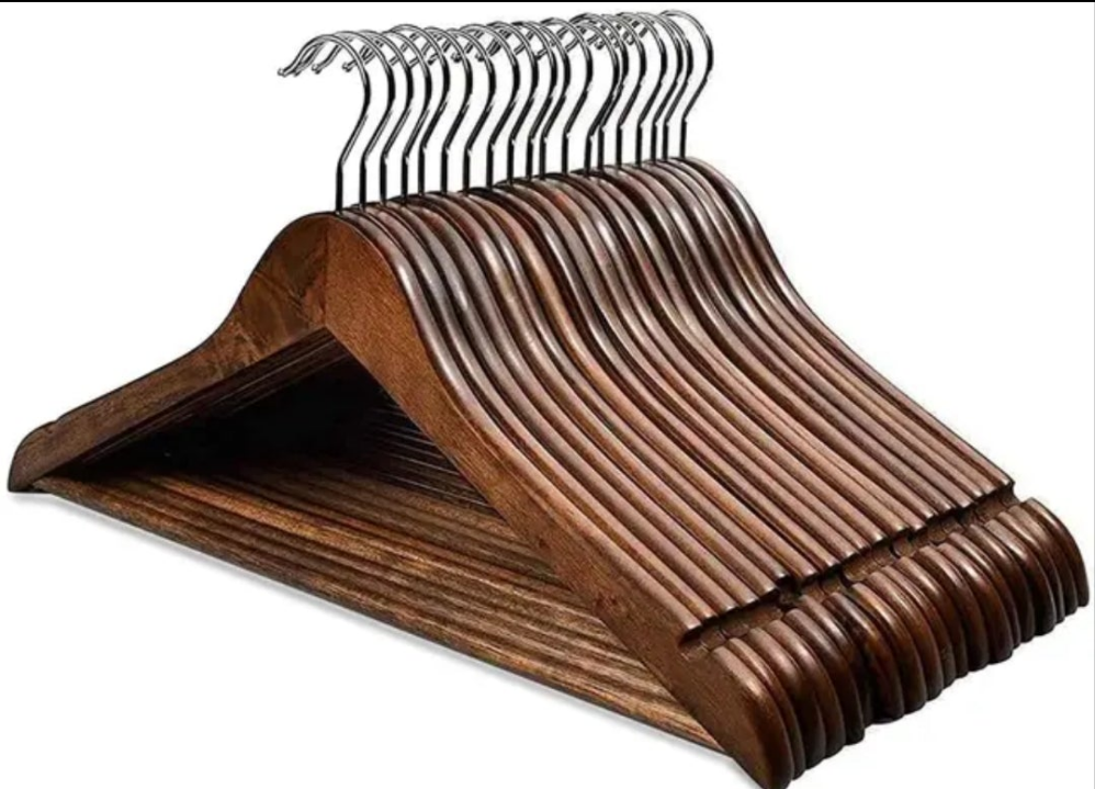 10pcs Wooden Clothes Hangers Heavy Duty Non-Slip Wardrobe Organizer