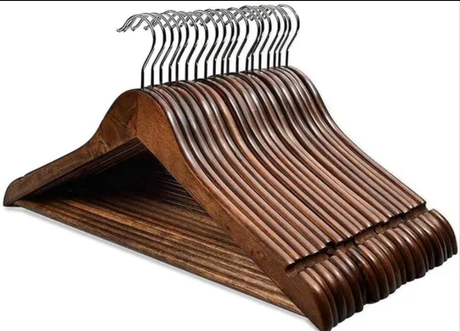 10pcs Wooden Clothes Hangers Heavy Duty Non-Slip Wardrobe Organizer