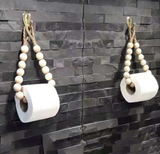 Creative Natural Wood Beaded Toilet Paper Roll Holder