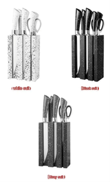 7Piece Stainless Steel Knife Set with Stand – Grey, Black, White- Furaha Finds Kenya
