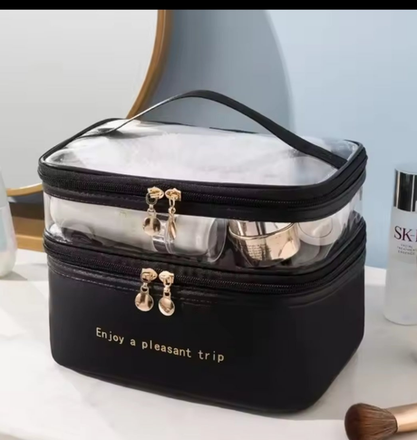 Compact Travel Toiletries and Makeup Bag Multi-Compartment Cosmetic Organizer