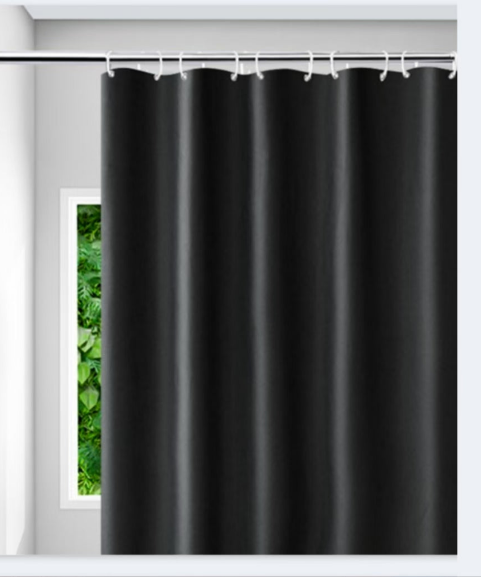 Furaha Finds shower curtains with hooks.