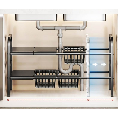 Multipurpose Under Sink 2 Tier Rack Organizer Adjustable Width for Kitchen & Bathroom- Furaha Finds Kenya