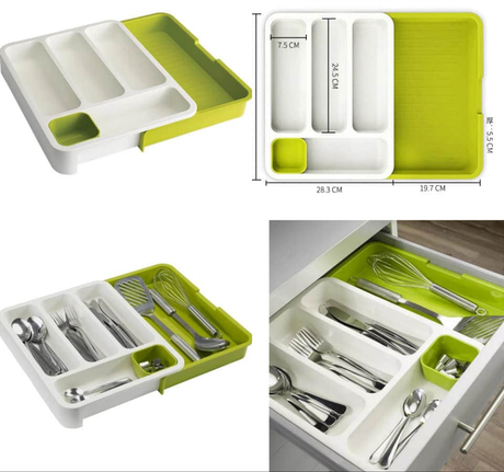 Expandable Cutlery Tray Adjustable Drawer Organizer Plastic Material- Furaha Finds Kenya