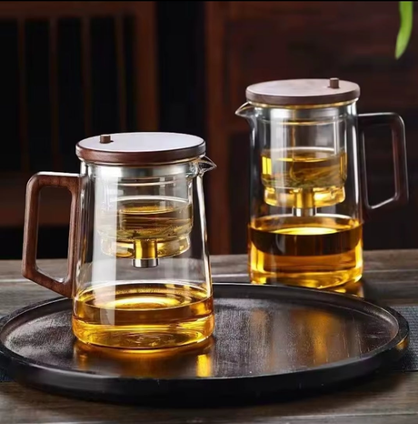 One Press Glass Infuser Tea Pot with Built-In Filter Heat-Resistant Design- Furaha Finds Kenya