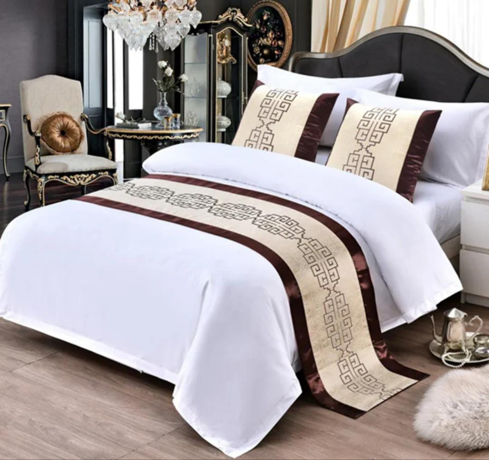 Furaha Finds bed runner with throw pillows cases 