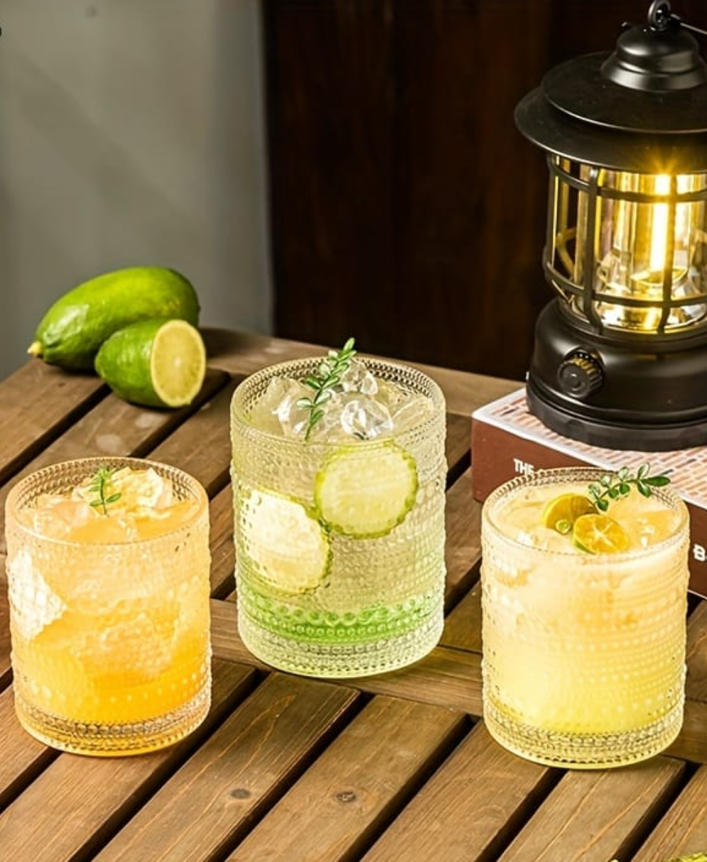 6 Piece Embossed Water/Juice Glass Set- Furaha Finds Kenya